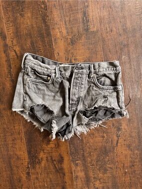 We The Free Distressed Gray Denim Cutoff Shorts